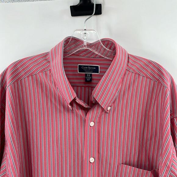 Club Room Men's Traveler Regular Fit LS Button Front - Red/Blue - 18.5 - NWT - Picture 1 of 5